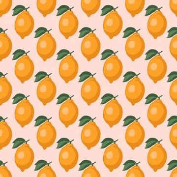 Seamless pattern with yellow lemons. Vector illustration. Stock Illustration
