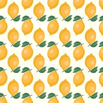 Seamless pattern with yellow lemons. Vector illustration. Stock Illustration