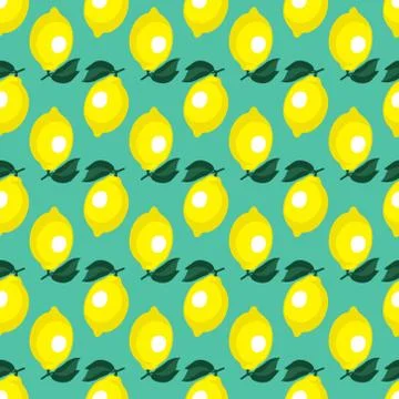 Seamless pattern with yellow lemons. Vector illustration. Stock Illustration