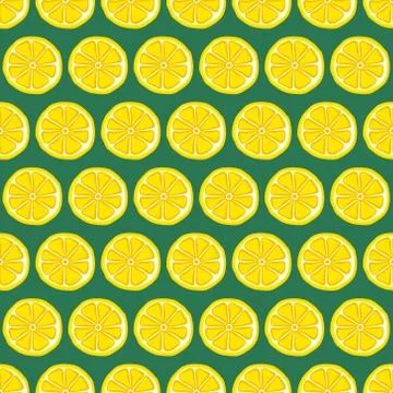Seamless pattern with yellow lemons. Vector illustration. Stock Illustration