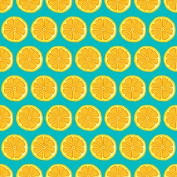 Seamless pattern with yellow lemons. Vector illustration. Stock Illustration