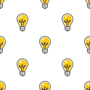 Seamless pattern with yellow light bulbs. Stock Illustration