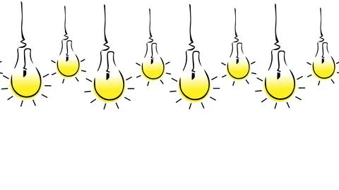 Seamless pattern with yellow light bulbs for design, holiday garland Stock Illustration