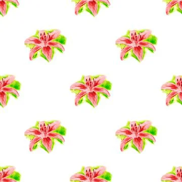 Seamless pattern with yellow lily Stock Illustration