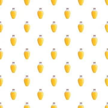 Seamless pattern with yellow liquid jars or bottles Stock Illustration