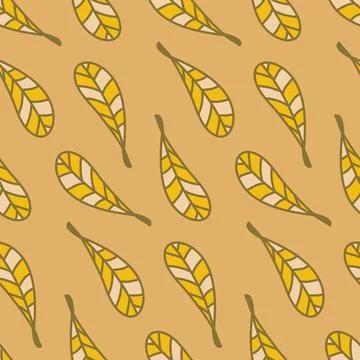 Seamless pattern with yellow organic leaf, decorative art background Stock Illustration