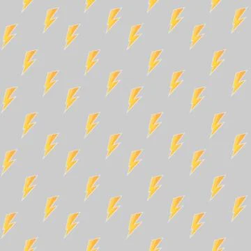 Seamless pattern with yellow painted thunderbolt, vector zipper, 스톡 일러스트