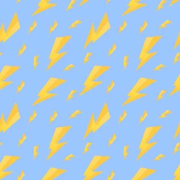 Seamless pattern with yellow painted thunderbolt, vector zipper, Illustrazione stock