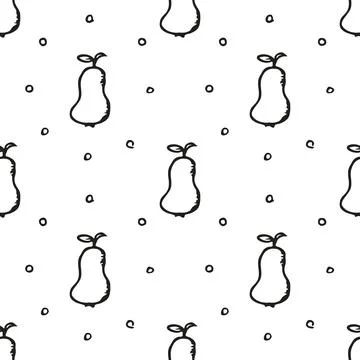 Seamless pattern with yellow pear icons. Colored pear background Stock Illustration