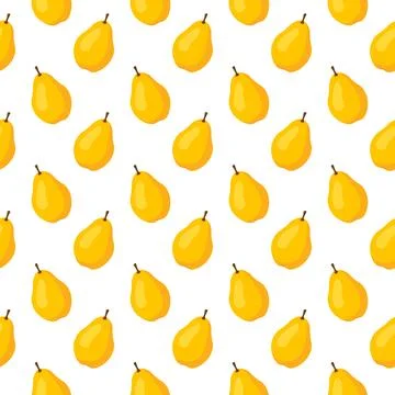 Seamless pattern with yellow pear on white background. Fruit background. Stock Illustration
