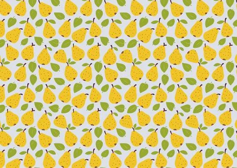 Seamless pattern with yellow pears on a gray background Stock Illustration