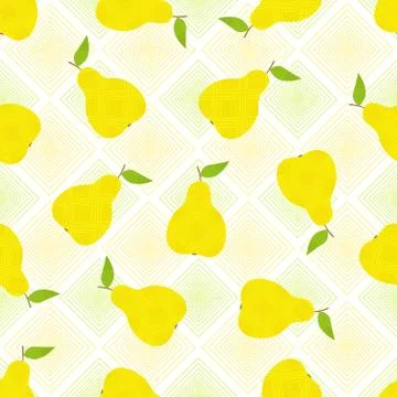 Seamless pattern with yellow pears on a white background. Stock Illustration
