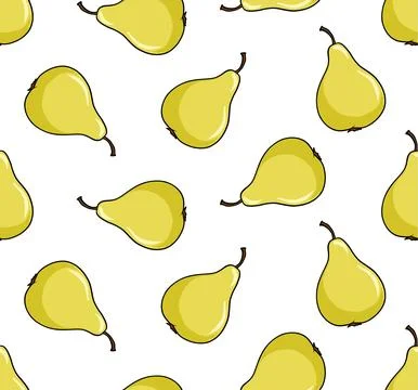 Seamless pattern with yellow pears on white background. Vector illustration. Stock Illustration
