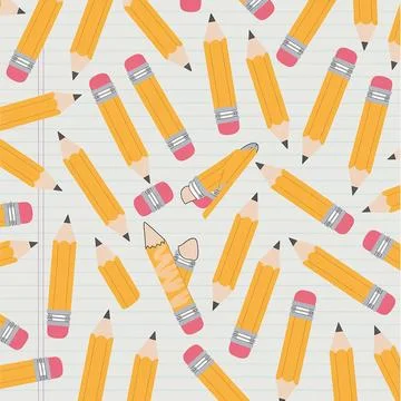 Seamless pattern with yellow pencils Stock Illustration
