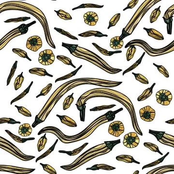 Seamless pattern with yellow peppers. Stock Illustration