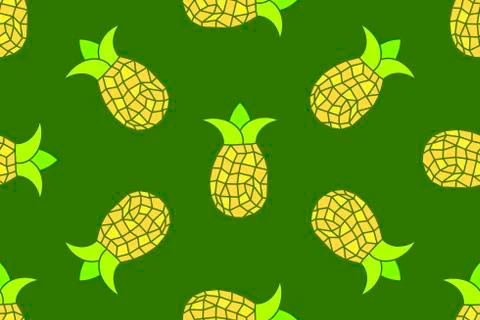 Seamless pattern of yellow pineapple seamless pattern. Vector Stock Illustration