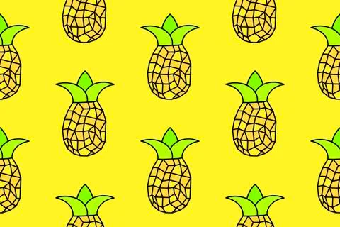 Seamless pattern of yellow pineapple seamless pattern. Vector Stock Illustration