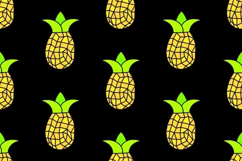 Seamless pattern of yellow pineapple seamless pattern. Vector Stock Illustration