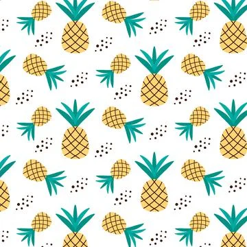 Seamless pattern with yellow pineapples. Stock Illustration