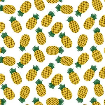 Seamless pattern of yellow pineapples on white background Illustrazione stock