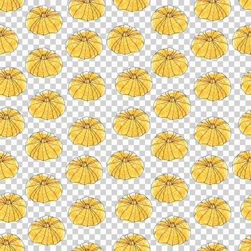 Seamless pattern of yellow pumpkins, hand drawn with black ink and felt-tip pens Stock Illustration