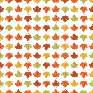 Seamless pattern with yellow, red and green maple leaves. Stock Illustration