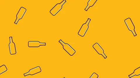 Seamless pattern of yellow repeating alcoholic beer glass bottles with a beer Stock Illustration