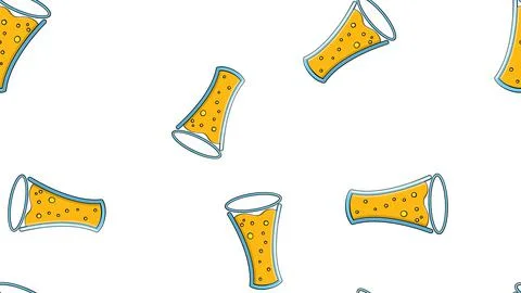 Seamless pattern of yellow repetitive alcoholic beer glasses glass with beer  Stock Illustration