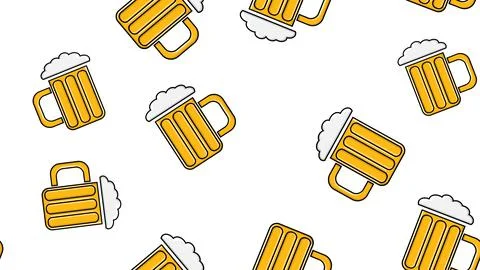 Seamless pattern of yellow repetitive alcoholic beer glasses glass with beer  Stock Illustration