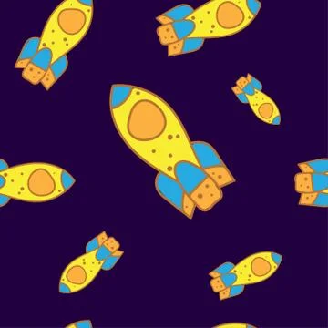 Seamless pattern of yellow rocket Stock Illustration