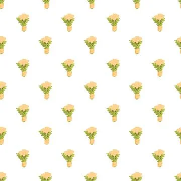 Seamless pattern with yellow rose bouquets wrapping Stock Illustration