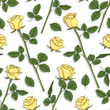 Seamless pattern with yellow roses. Stock Illustration