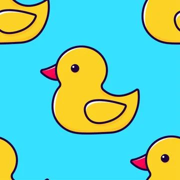 Seamless pattern yellow rubber duck. Vector illustration Stock Illustration