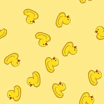 Seamless pattern Yellow rubber duck toy for children bath time Stock Illustration