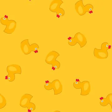Seamless pattern yellow rubber duck toy for children playing bath time Stock Illustration