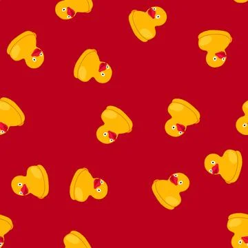 Seamless pattern yellow rubber duck representing childhood fun and innocence Illustrazione stock