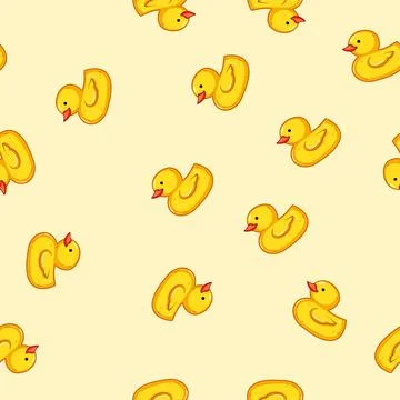 Seamless pattern Yellow rubber duck bath toy cartoon 스톡 일러스트