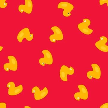 Seamless pattern yellow rubber duck toy for childhood and bathing fun イラスト素材