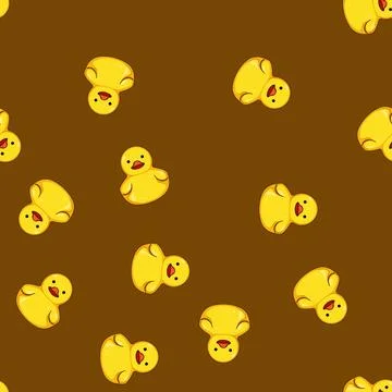 Seamless pattern Yellow rubber duck toy for bath time fun Stock Illustration