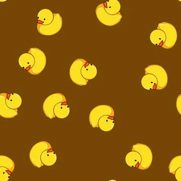 Seamless pattern Yellow rubber duck toy for childhood fun and bath time Stock Illustration