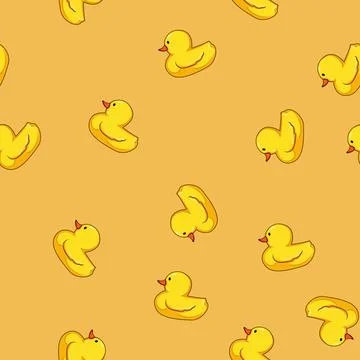 Seamless pattern Yellow rubber duck toy for playing and bathing Stock Illustration