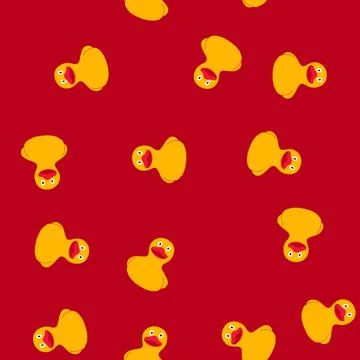Seamless pattern yellow rubber duck toy for children playing bath time Stock Illustration