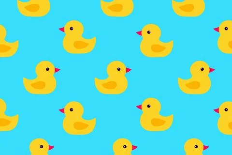 Seamless pattern of yellow rubber ducks. Vector illustration Stock Illustration