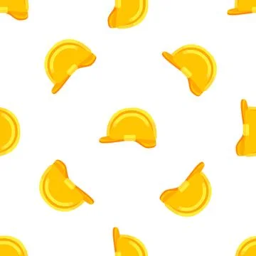 Seamless pattern of yellow safety helmets ensuring workplace safety Stock Illustration