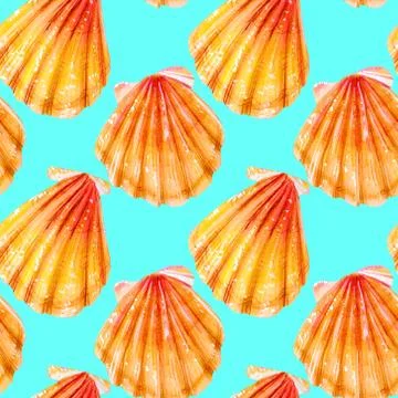 Seamless pattern of yellow scallops. Stock Illustration