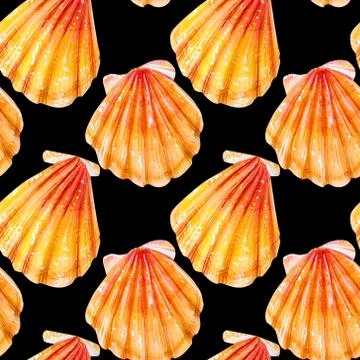Seamless pattern of yellow scallops. Stock Illustration