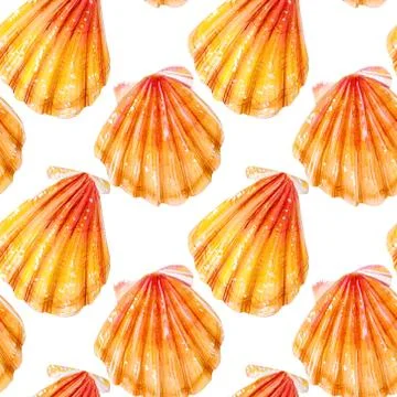 Seamless pattern of yellow scallops. Stock Illustration