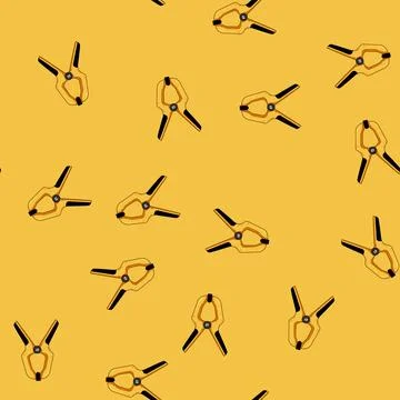 Seamless pattern Yellow spring clamp gripping tool for construction イラスト素材