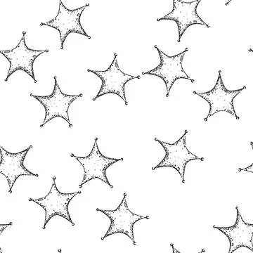 Seamless pattern yellow star sketch hand drawn Illustrazione stock
