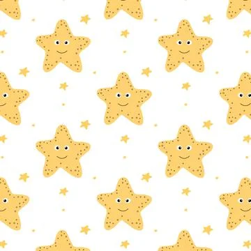 Seamless pattern with yellow starfish. Stock Illustration